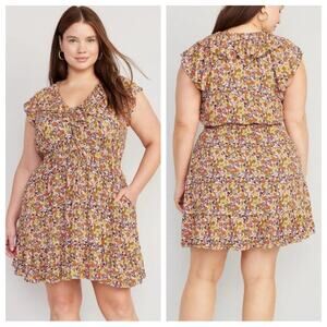 NWT Old Navy Flutter Sleeve Mini Sundress in Multicolor Floral - Size XL